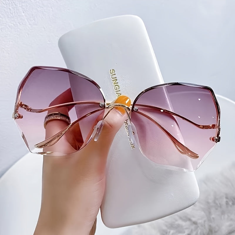 Gradient Lens Sunglasses Polygon Frame UV Protection