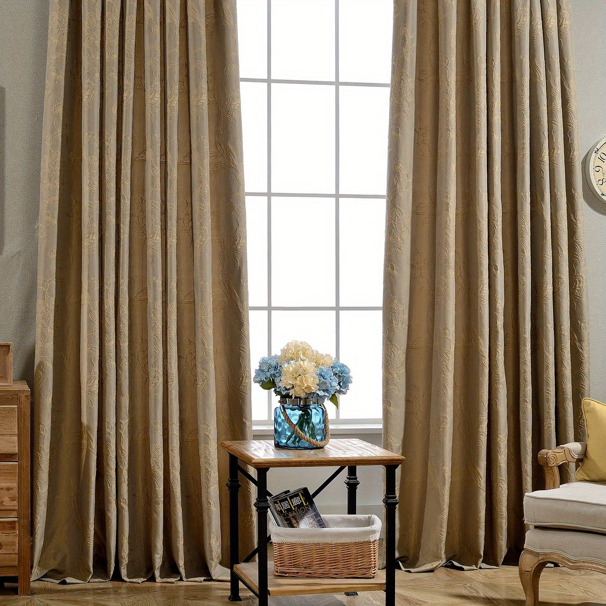 American Flower Jacquard Curtain for Stylish Home Decor