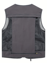 Men's Casual V Neck Zip Up Vest For Spring Summer Outdoor Fishing