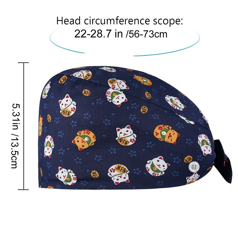 Cartoon Print Cotton Work Cap Nurse Cap Scrub Cap Unisex Working Hat