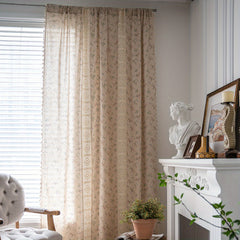 American Style Flower Printed Tassel Curtain Half Blackout for Room Decoration