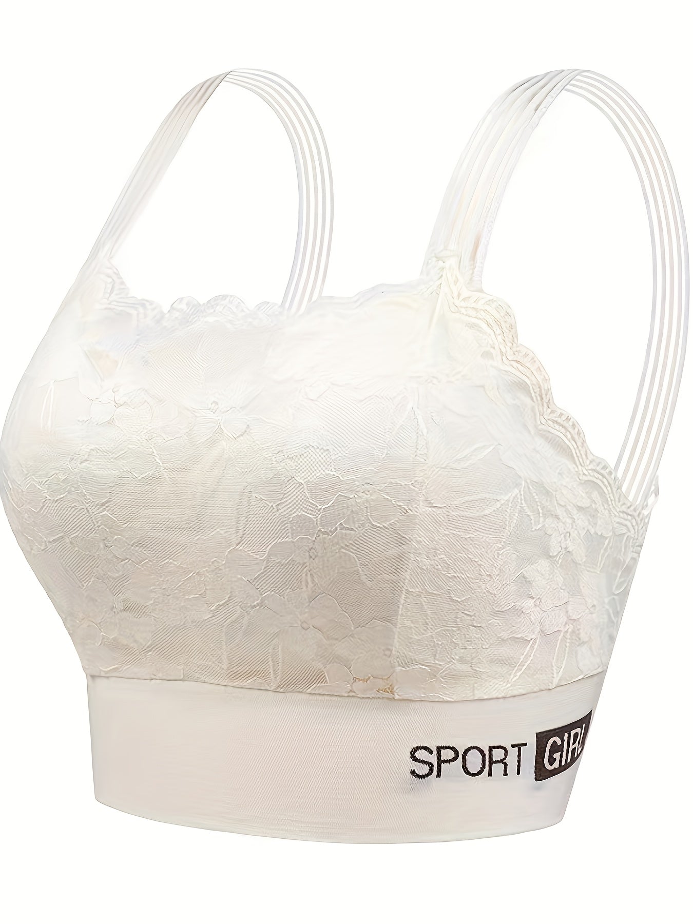 3pcs Wireless Lace Bras Scallop Trim Comfy & Breathable Women's Lingerie
