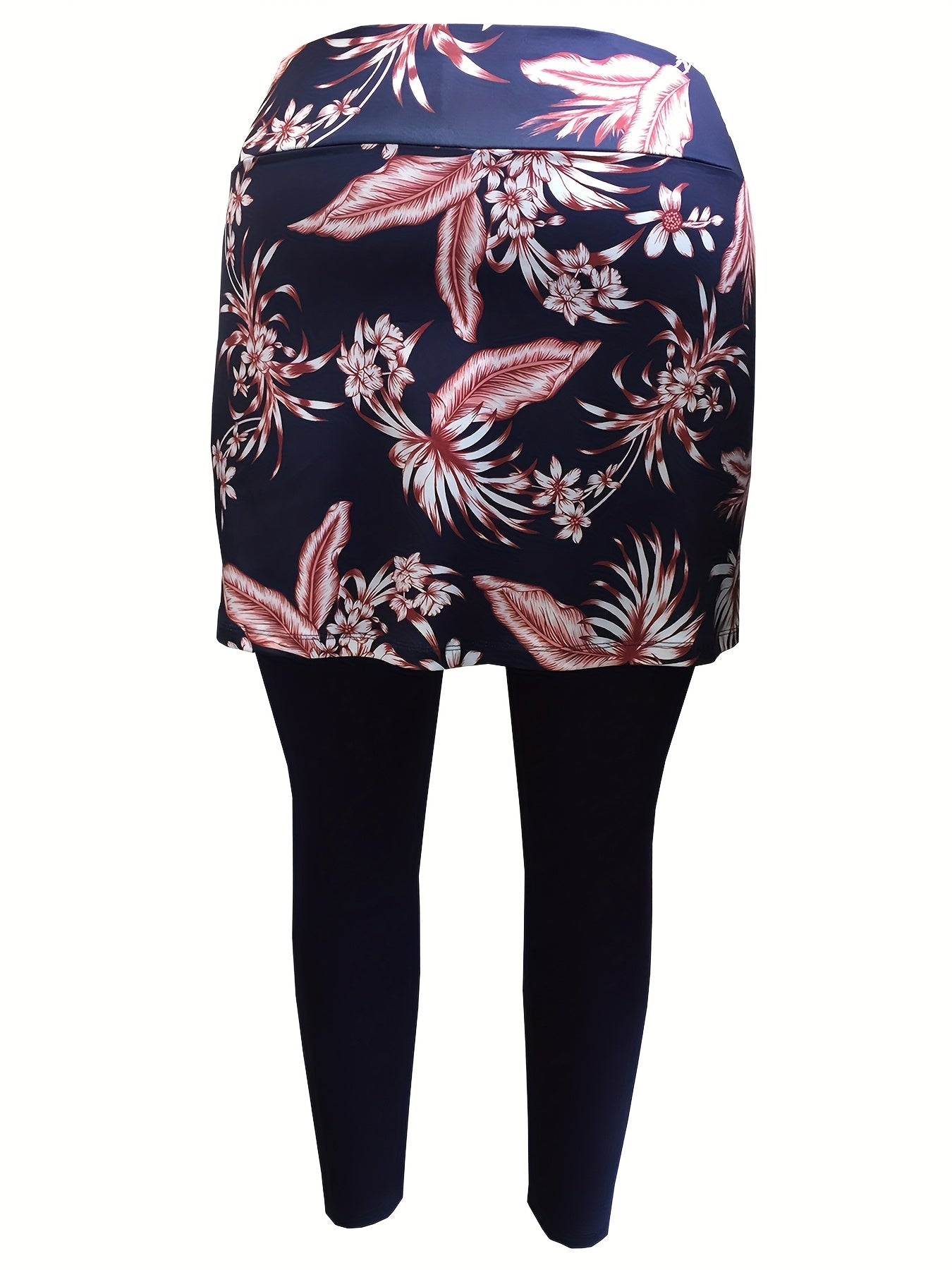 Tropical Print Tummy Control Yoga Skirted Leggings