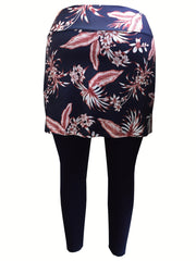 Tropical Print Tummy Control Yoga Skirted Leggings