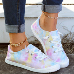 Tie Dye Low Top Lace Up Canvas Shoes