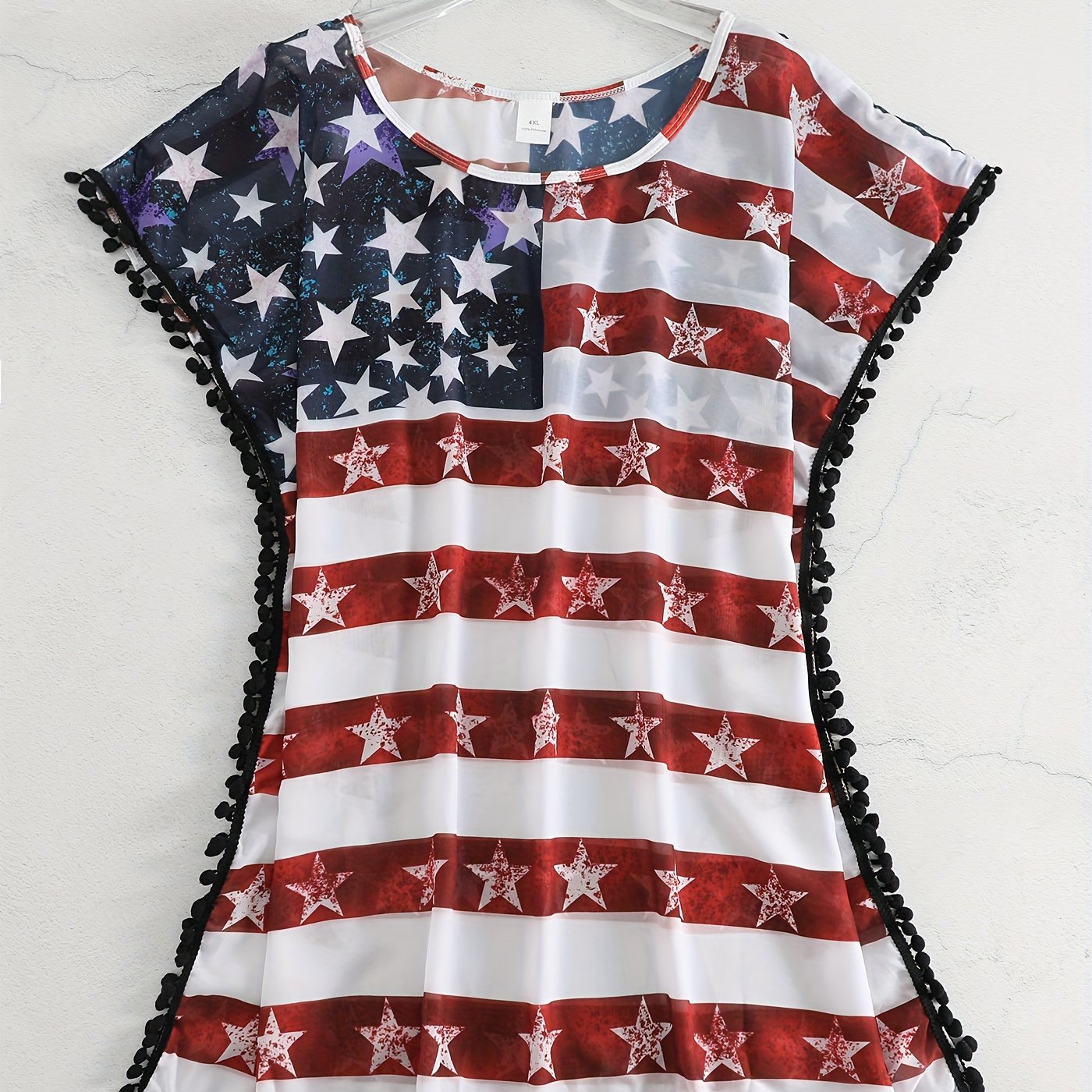 American Flag Print Cover Up Plus Size