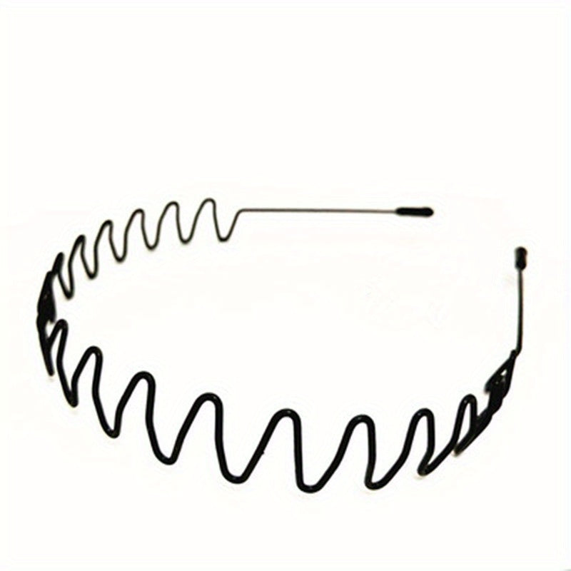 Metal Hair Band For Men Unisex Wavy Spring Headband