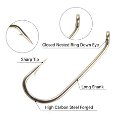 50pcs Fly Fishing Hooks with Straight Handle Barbs 8-22 for Dry Flies