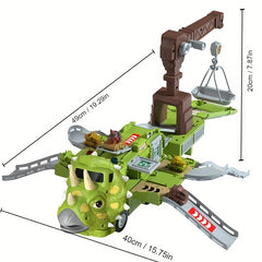 Kids Dino Eng Car Deformation Toy Set Inertia Triceratops Sound Liftable Towe