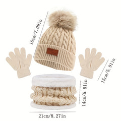 3pc Baby Hat Scarf Gloves Set for Autumn Winter
