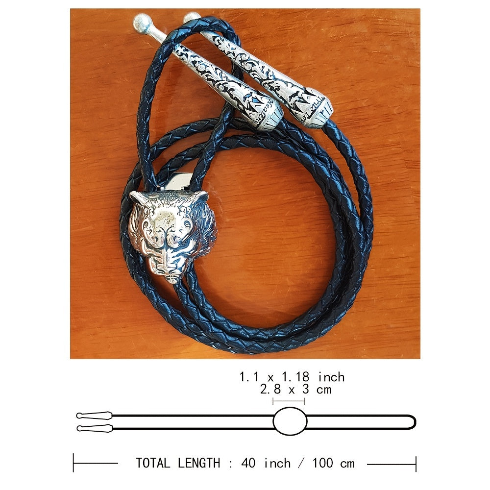 Tiger Head Bolo Tie Titanium Steel Skull Bolo Tie Gothic Cosplay Necktie