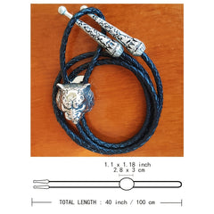 Tiger Head Bolo Tie Titanium Steel Skull Bolo Tie Gothic Cosplay Necktie