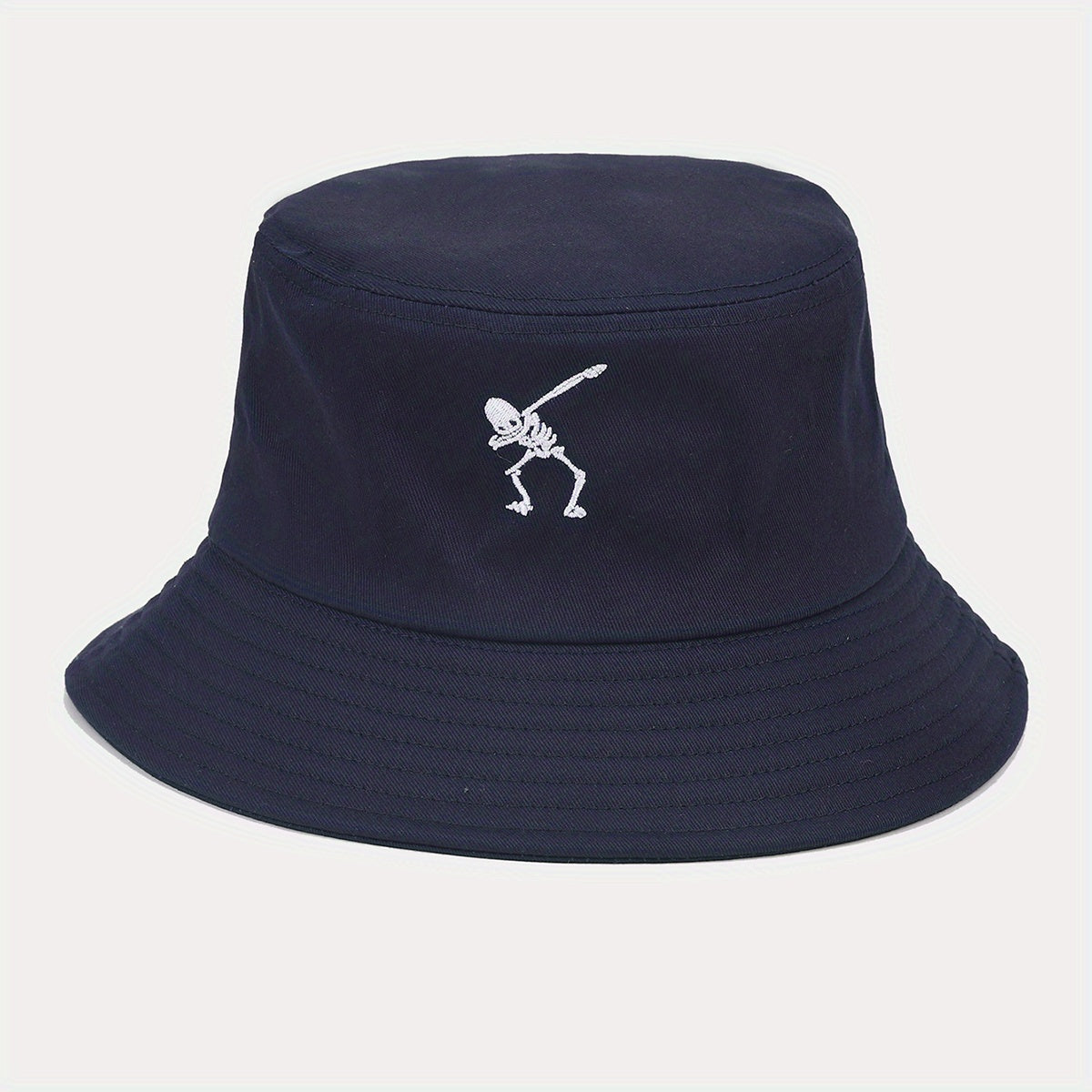 Punk Style Skull Skeleton Embroidered Street Dance Bucket Hat