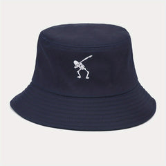 Punk Style Skull Skeleton Embroidered Street Dance Bucket Hat