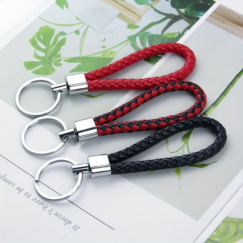 Men's Rotatable Woven Leather Horseshoe Buckle Keychain