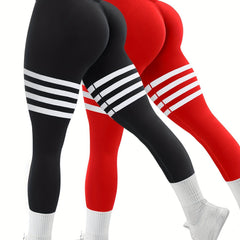 Striped Butt Workout Leggings For Women Booty Lifting High Waist Yoga Pants