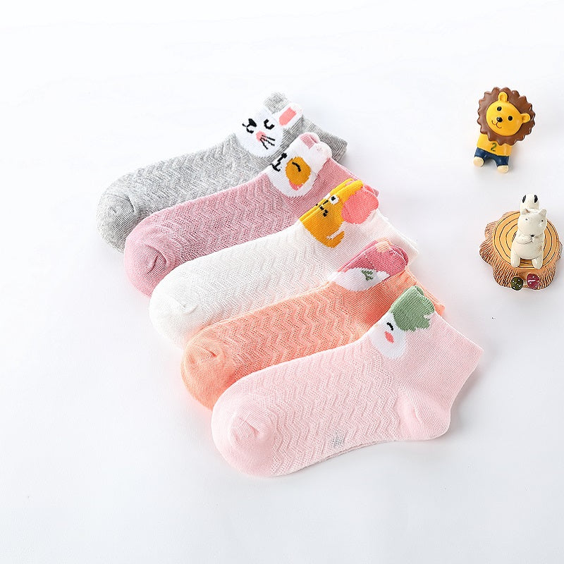 5 Pairs Toddler Girls Animal Print Ankle Socks for Summer