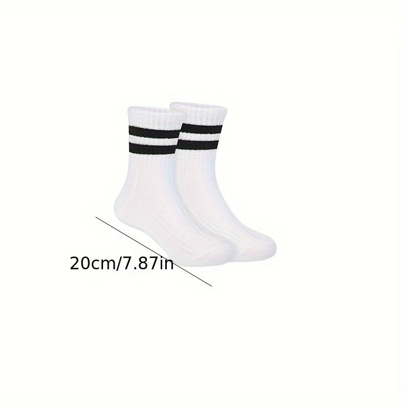 Boy's Striped Crew Socks Breathable Comfy Casual Style Unisex Socks