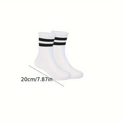Boy's Striped Crew Socks Breathable Comfy Casual Style Unisex Socks