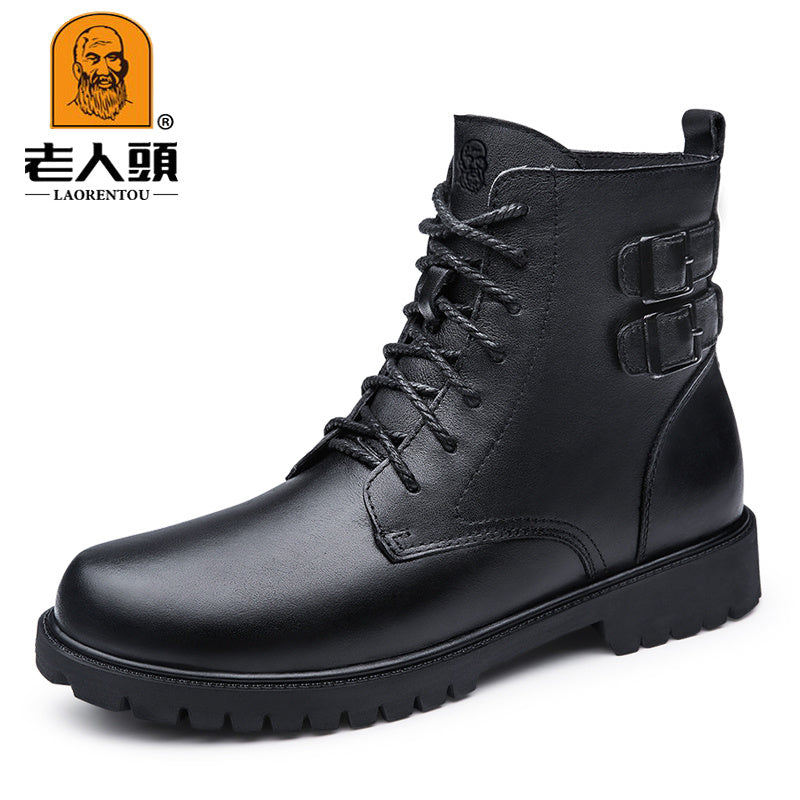 LAORENTOU Men's Leather High Top Lace Up Boots