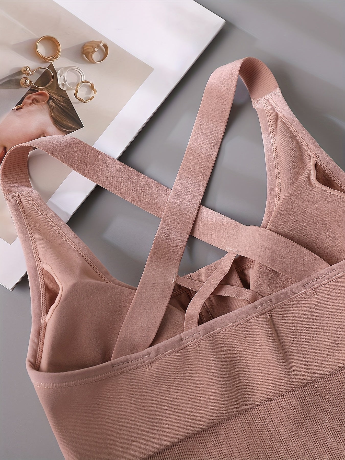 3pcs Front Zipper Sports Bras Criss Cross Back Stretch Bra Women's