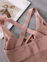 3pcs Front Zipper Sports Bras Criss Cross Back Stretch Bra Women's
