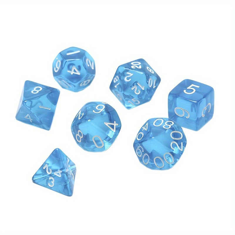 7pcs Transparent Dice Set D4 D6 D8 D10 D12 D20 6 Colors