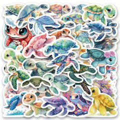 Sea Turtle Stickers 50pcs Colorful Ocean Animals Turtles Summer Sticker Pack
