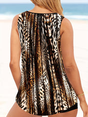 Animal Skin Pattern Tankini Set Women's 2 Piece Swimsuit