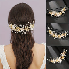 Crystal Faux Pearl Flower Hair Comb Vintage Women's Hair Accessories