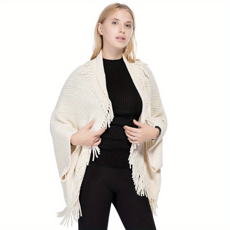 Warm Knitted Cardigan Fringe Shawl Wrap Windproof Cape