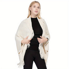 Warm Knitted Cardigan Fringe Shawl Wrap Windproof Cape