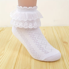 Girls Kids Lace Ruffle Cotton Princess Socks Ankle Socks