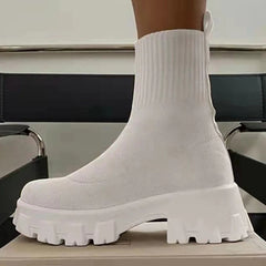 Women's Thick Sole Short Boots Knitted Socks Shoes