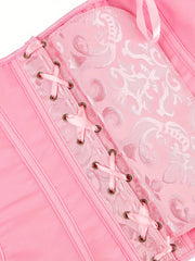 Floral Jacquard Lace Up Back Underbust Corset