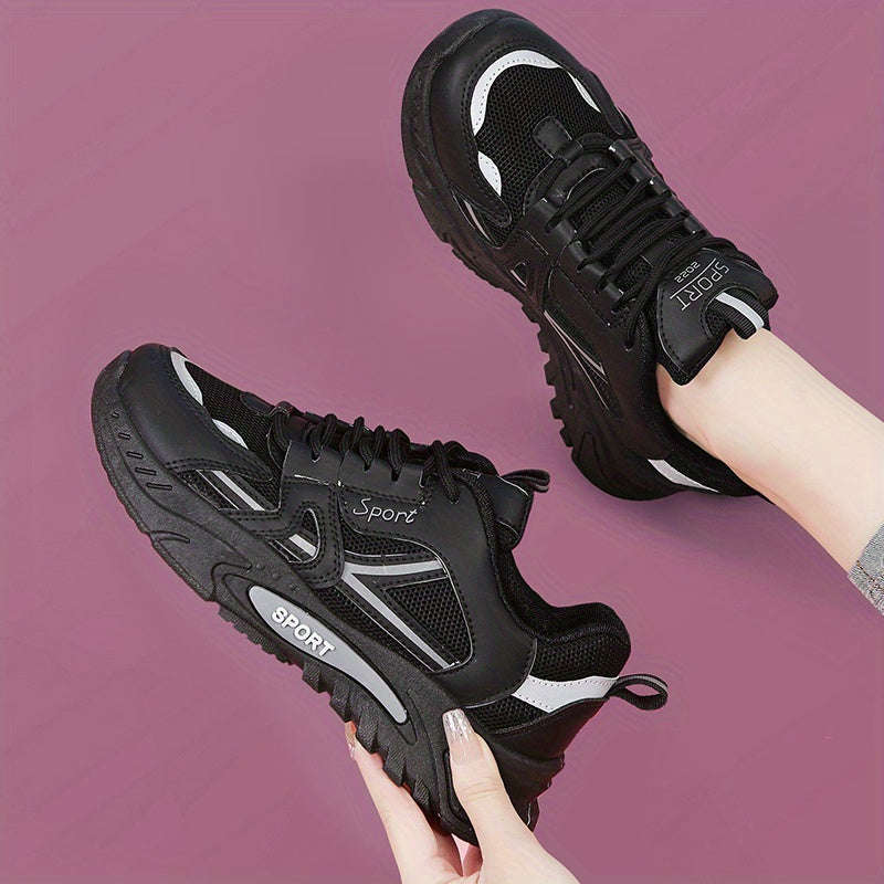 Women's Mesh Platform Sneakers Lace Up Outdoor Shoes Running Shoes