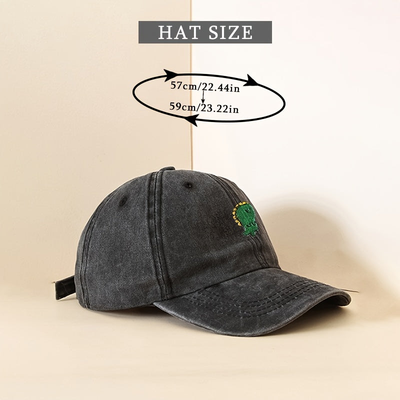 Dinosaur Embroidery Baseball Cap Distressed Sports Hat