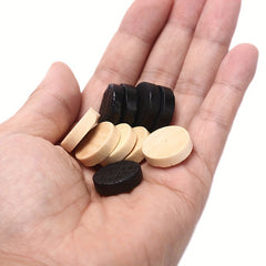 30pcs Wooden Checkers Set with 2 Dices Chess Piece Game Entertainment
