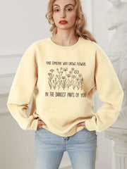 Flower Graphic Print Sweatshirt Long Sleeve Crew Neck Pullover Sweatshirt