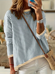 Women's Striped Crew Neck Pullover Sweater