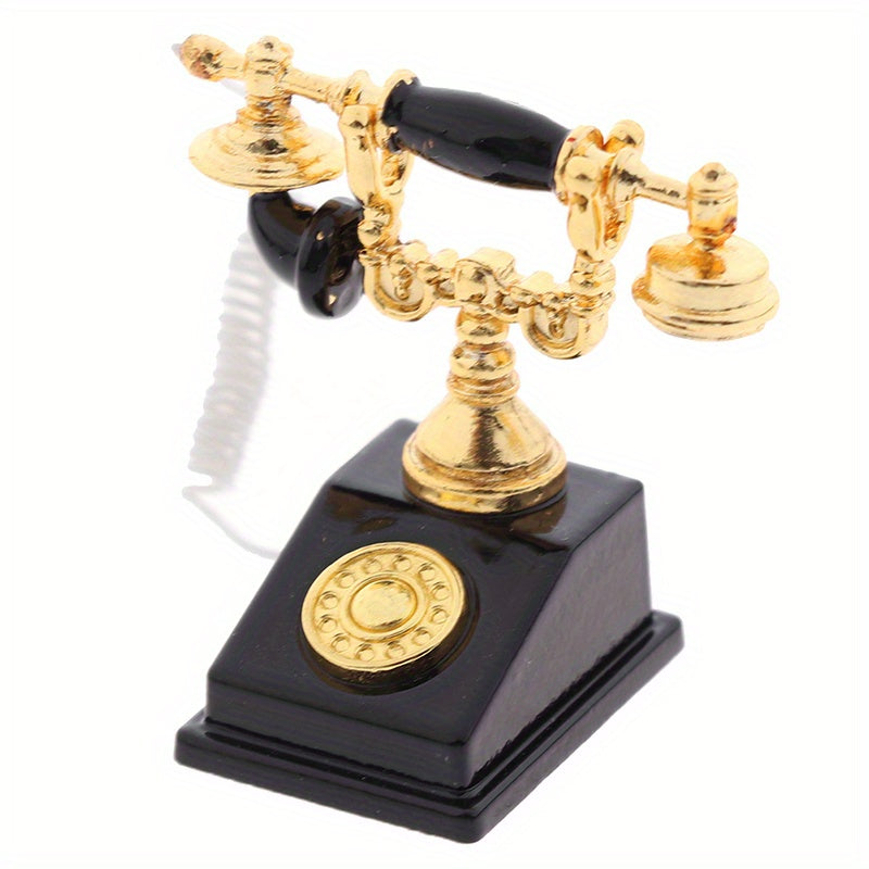 1:12 Dollhouse Phone Model Retro Rotary Telephone for Doll Decor
