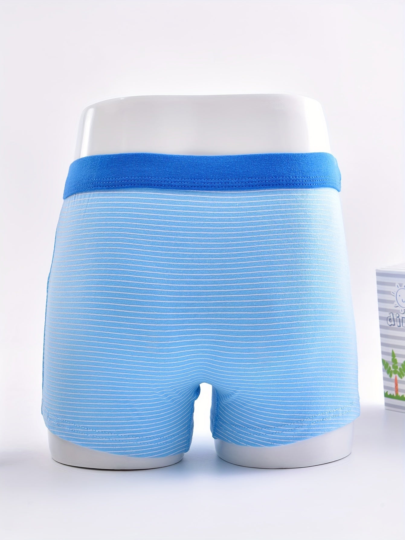 3pcs Boys Cotton Stripe Boxer Briefs Dinosaurs Print Elastic Waist Shorts