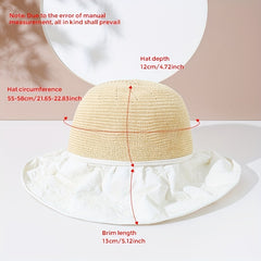 Beige Bowknot Embossed Sun Hat Wide Brim Bucket Hat