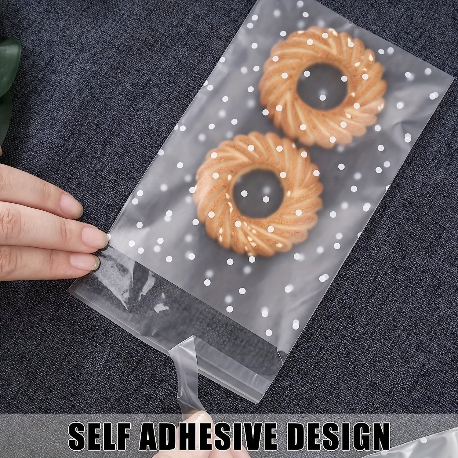 100pcs Transparent Self Sealing Polka Dot Candy Bags