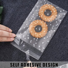 100pcs Transparent Self Sealing Polka Dot Candy Bags