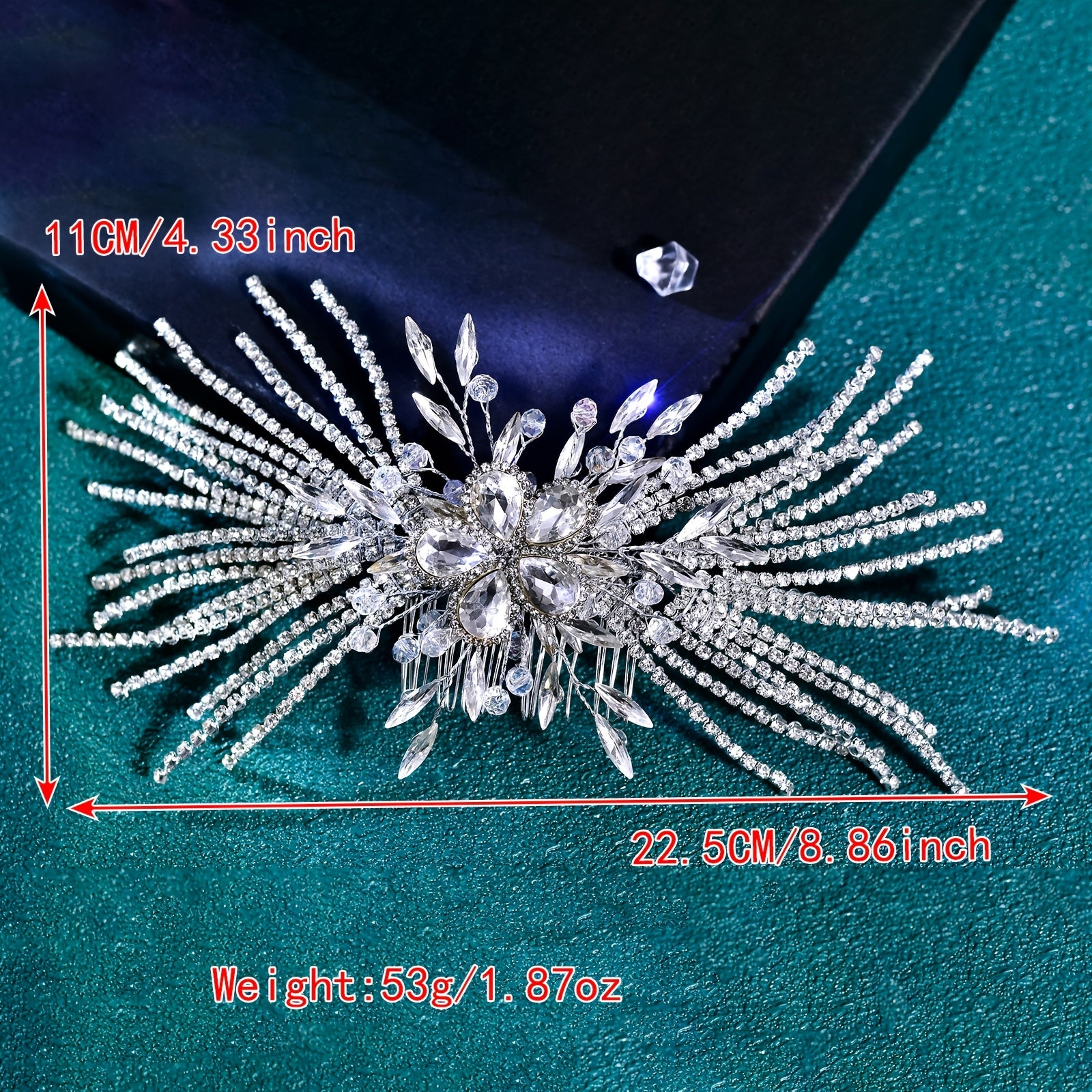 Red Rhinestone Bridal Hair Comb Bridesmaid Headpiece