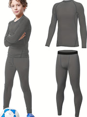 Youth Compression Set Quick Dry Long Sleeve Shirt Shorts Base Layer Pants