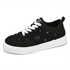 Men's Ripped Lace-up Sneakers Skate Shoes Good Grip