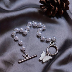 Y2K Butterfly Pendant Pearl Bracelet Decorative Accessories