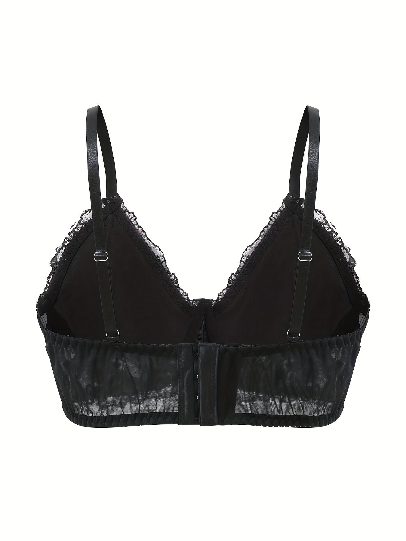 Floral Embroidered Mesh Plus Size Sexy Bra with Light Padding